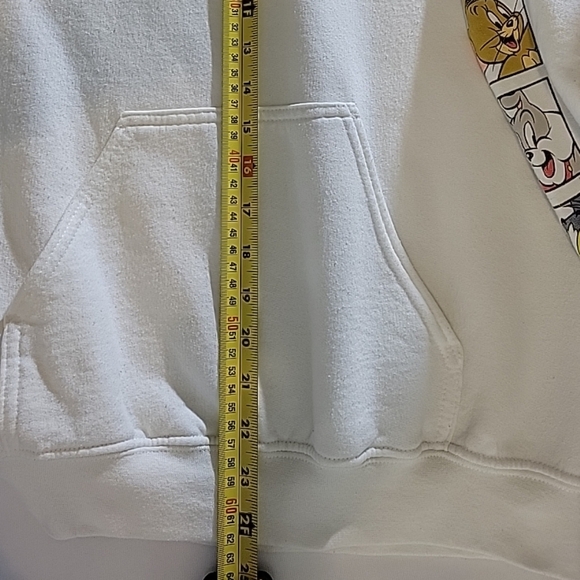 Tom and Jerry Hoodie Adult Size S - White 2-Sided Graphics Tom Jerry Spike Logo - Picture 3 of 7